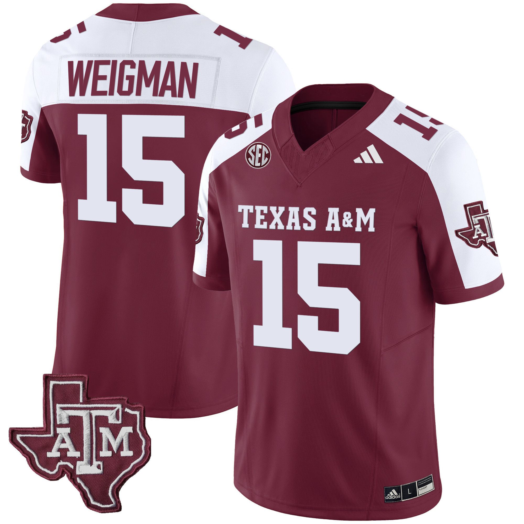 Men Texas A&M Aggies 15 Weigman Red 2024 Vapor Limited NCAA Jersey